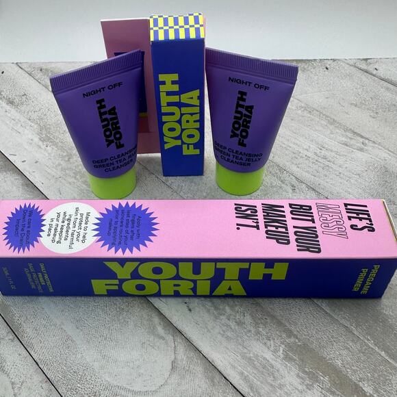 YouthForia 4 pc Bundle - Includes Pregame Primer & Night Off Cleanser - NEW - Picture 2 of 7